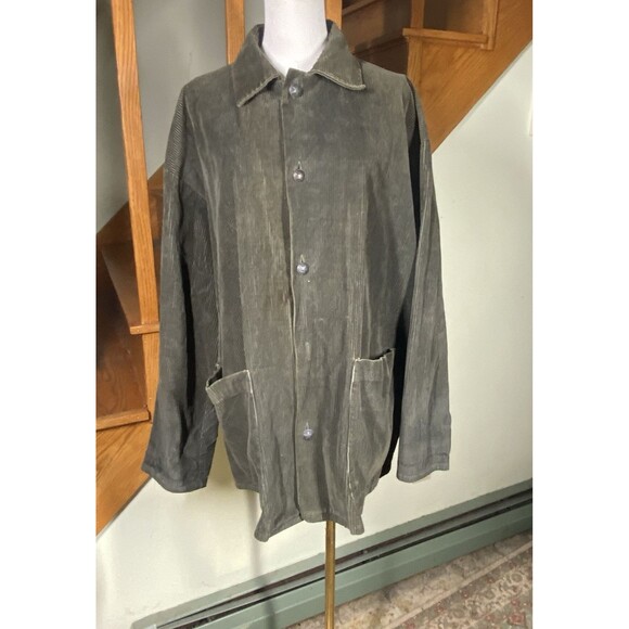 FLAX Jackets & Blazers - FLAX by Jeanne Engelhart Sz M Green Wide Whale Corduroy Chore Utility Coat Barn